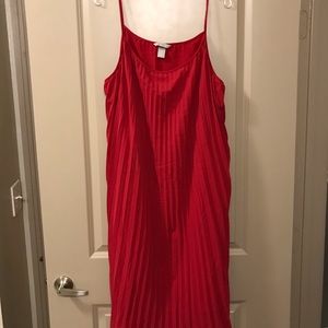 Pleated red midi dress